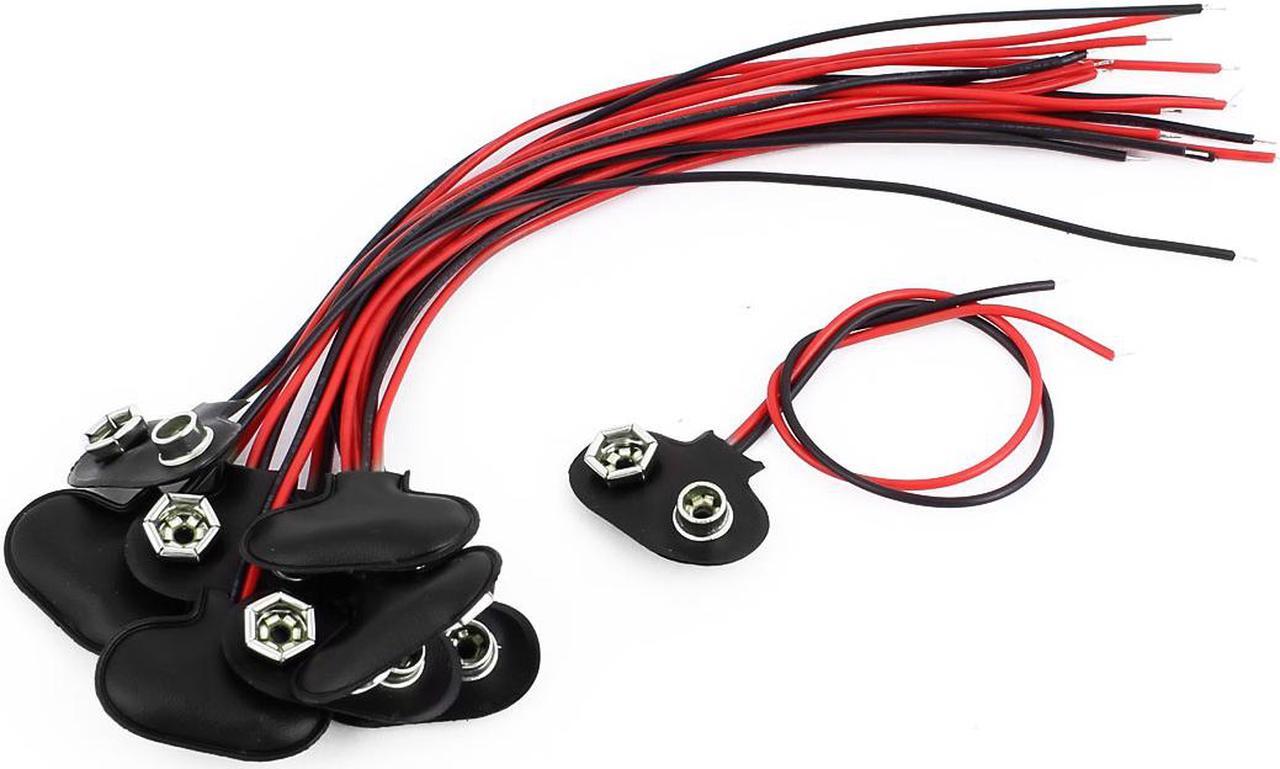 Alt view image 2 of 2 - 10 Pcs 15cm Wire Leads T Type Soft Shell 9V 9 Volt Battery Clip Connector