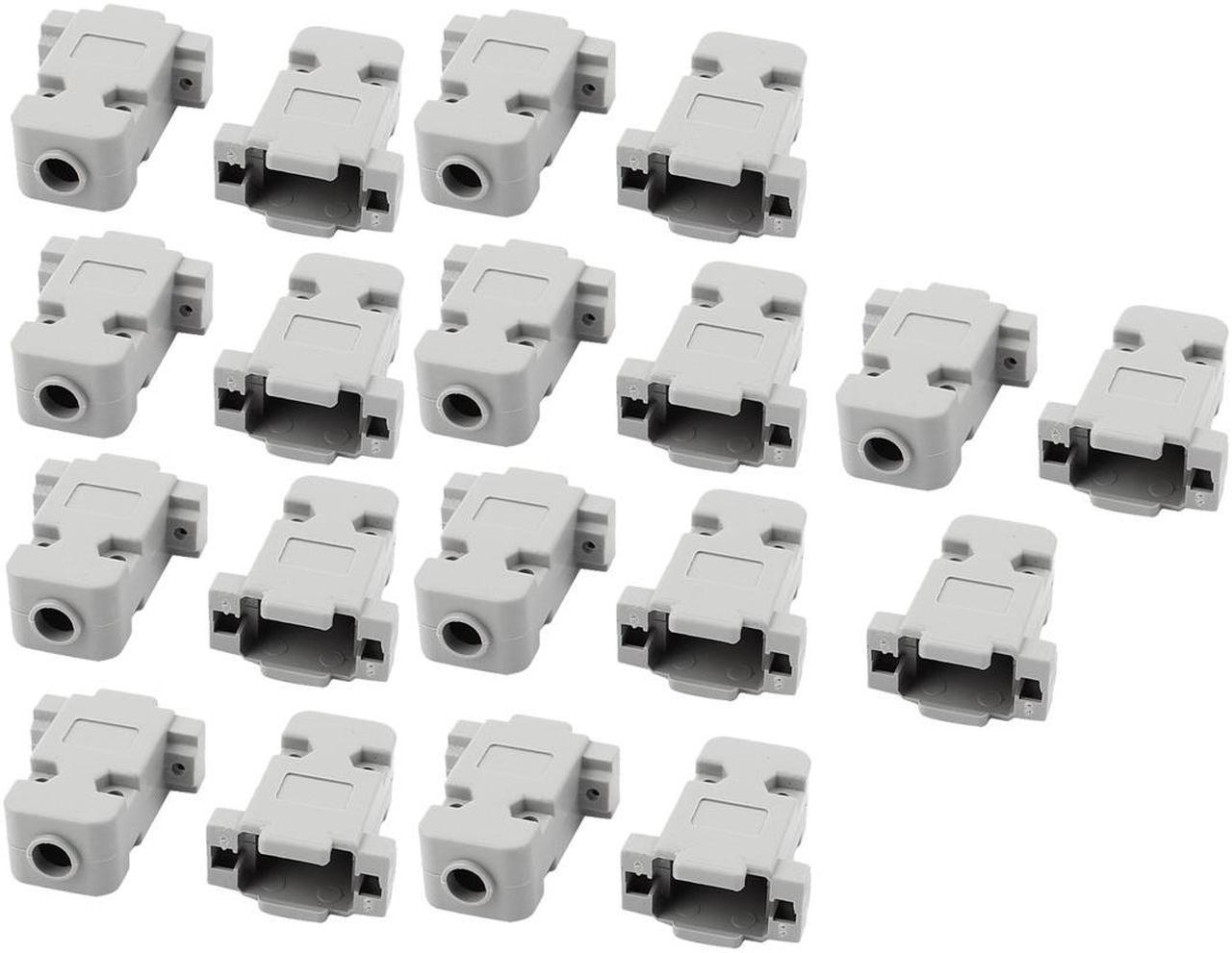 Unique Bargains 19 Pcs D-Sub DB9 9Pin Connector Shielded Plastic Hood Cover Housing Shell Gray