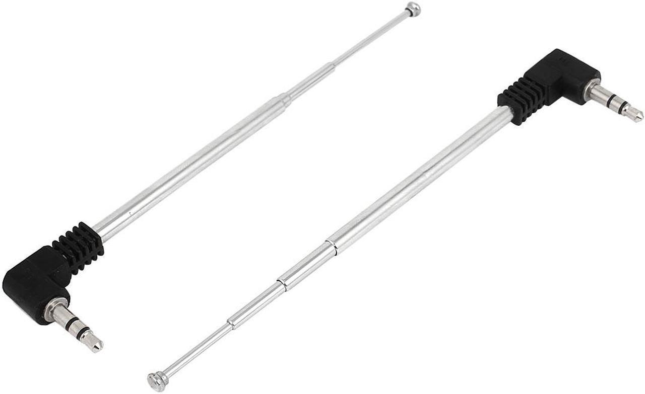 Unique Bargains FM Radio TV 4 Sections 3.5mm Audio Jack Telescopic Antenna Aerial 247mm 2PCS