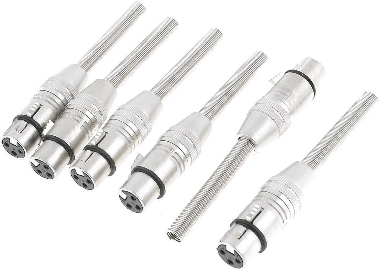 6 Pcs Spring Chuck Type XLR 3 Pin Microphone Audio Inline Adapter Female