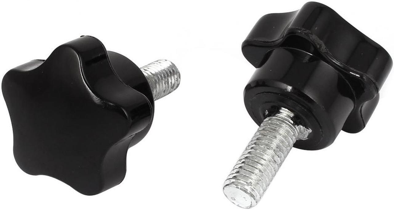 Unique Bargains 2 Pcs 32mm Dia Black Star Shaped Head M8 x 20mm Thread Clamping Screw Knob