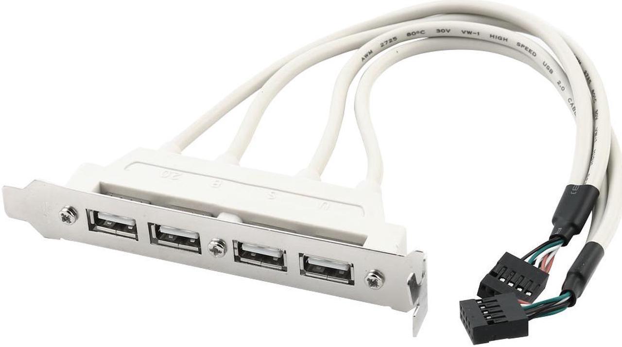 Unique Bargains PC Motherboard USB2.0 9 Pin Header to 4 Ports A Female Adapter Cable Cord Gray