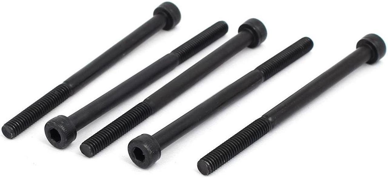 M4x60mm Partially Threaded Hexagon Socket Head Cap Screws Bolts Black 5pcs