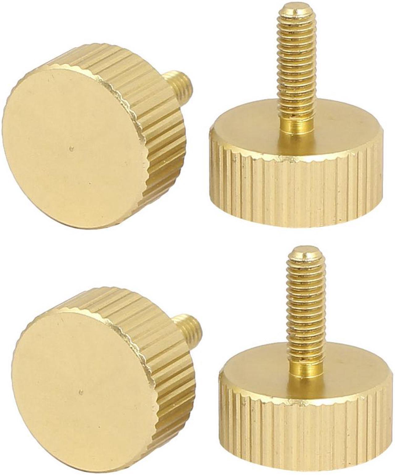 Computer PC Case Aluminum Knurled Head Thumb Screws Gold Tone M2.6x8mm 4pcs