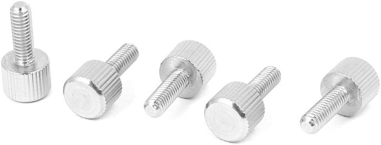 Computer PC Case Stainless Steel Flat Head Knurled Thumb Screw M4 x 12mm 5pcs