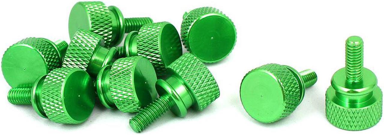 Computer PC Case Shoulder Type Knurled Thumb Screw Green M4x10mm 10pcs