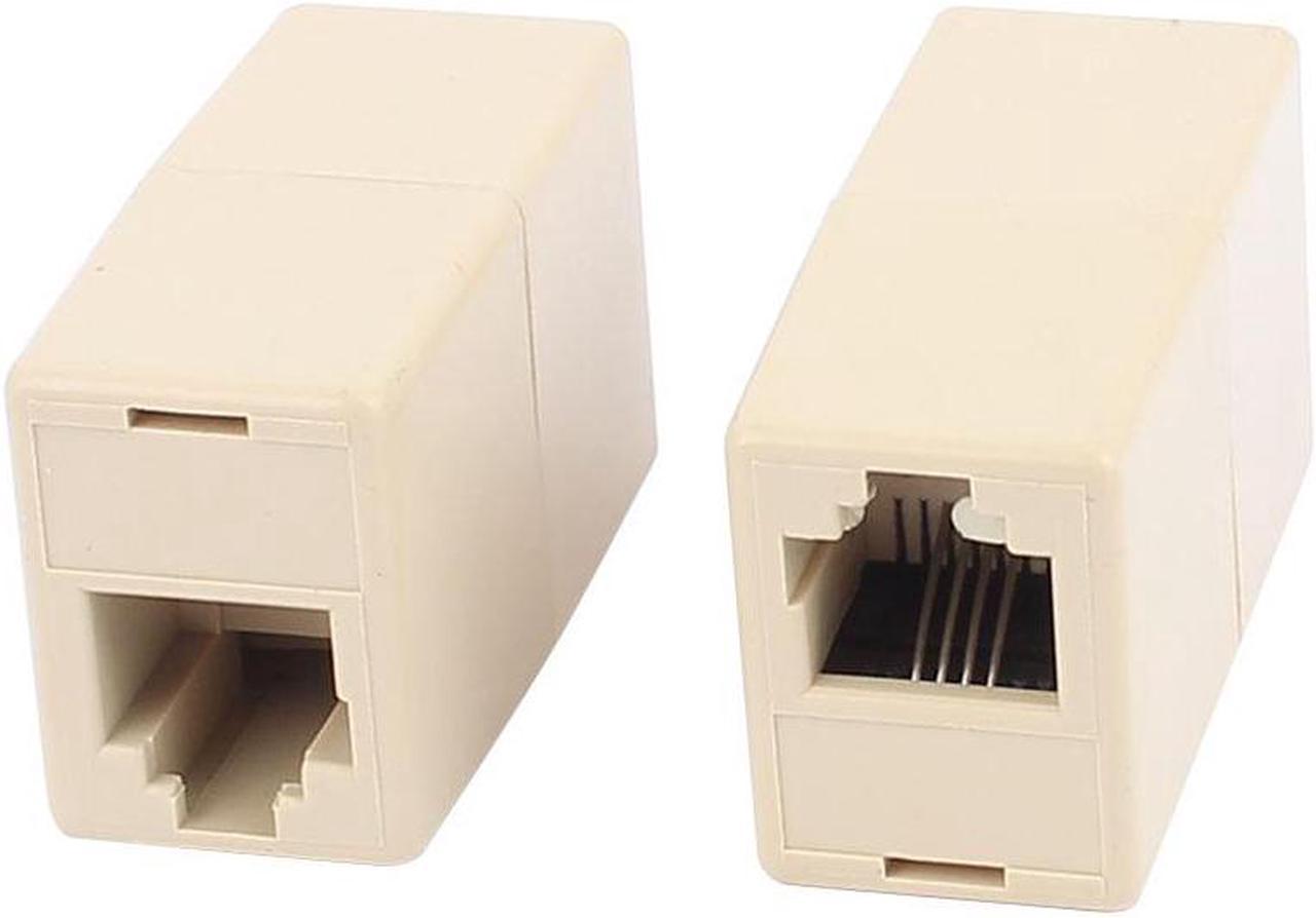 2Pcs 2 Way RJ11 6P4C Telephone Extension Connector Cable Converters Splitter