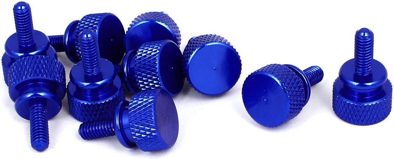 Computer PC Case Shoulder Type Knurled Thumb Screw Royal Blue M4x10mm 10pcs