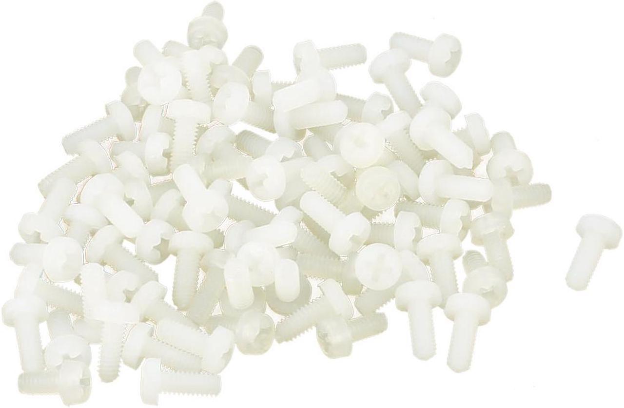 M2.5 x 6mm Nylon Phillips Cross Pan Head Machine Screws White 50 PCS