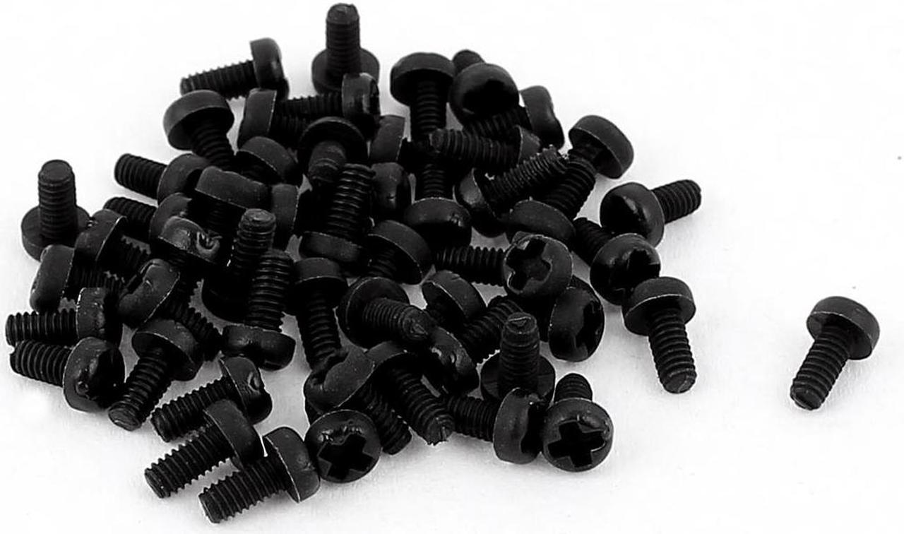 M2 x 4mm Nylon Phillips Cross Pan Head Machine Screws Black 50 PCS