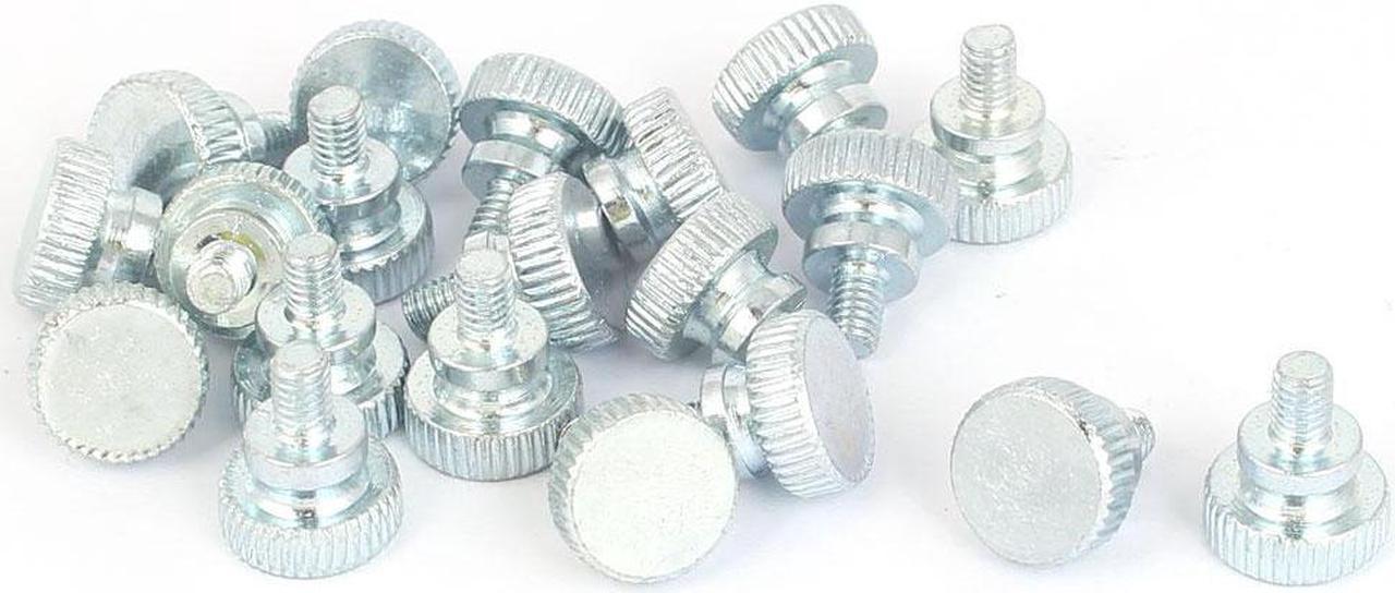 Carbon Steel Flat Point Knurled Head Thumb Screw Silver Tone M4x6mm 20pcs