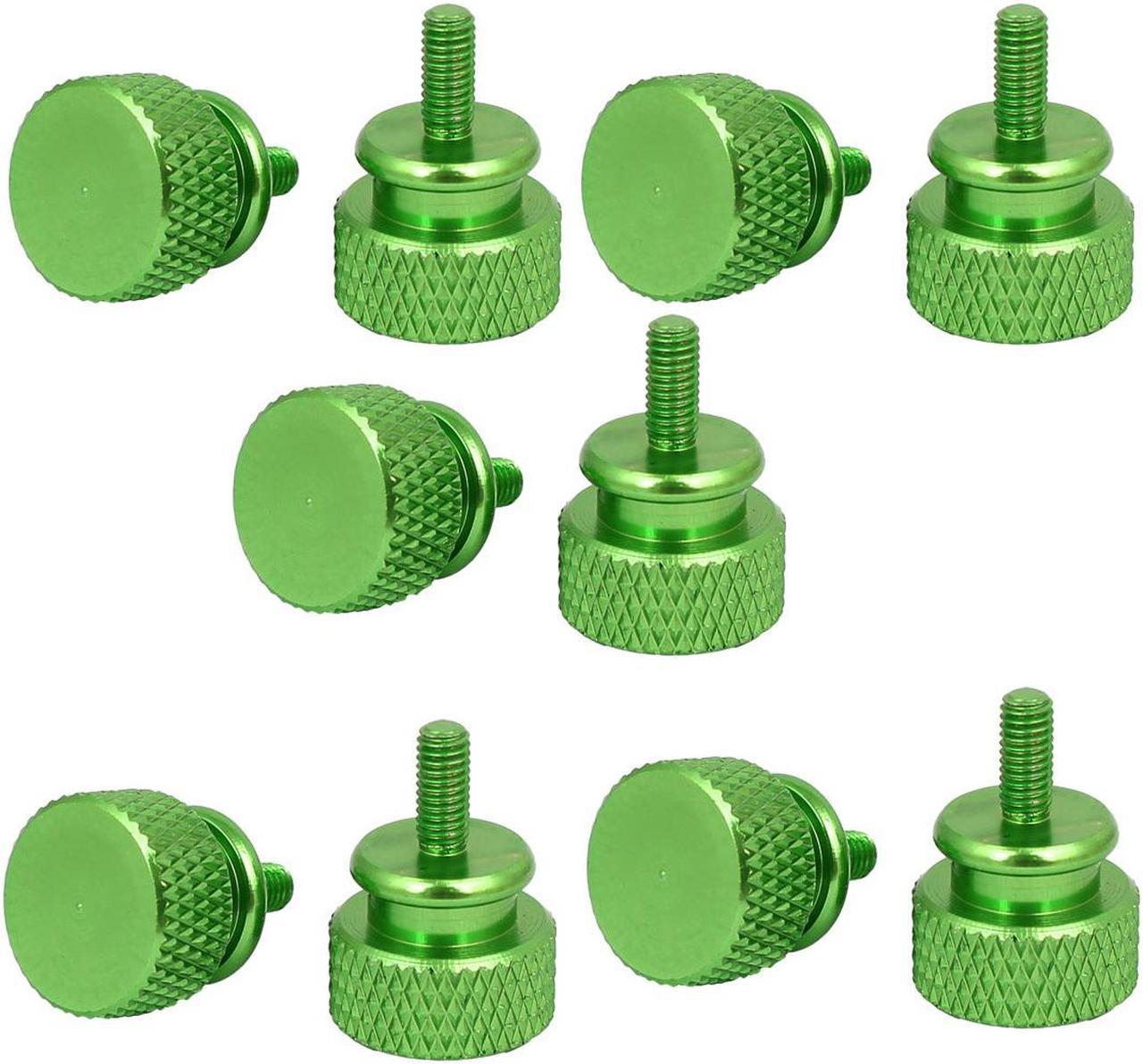 Computer PC Case Aluminum Alloy Knurled Thumb Screws Green M3x7mm 10pcs