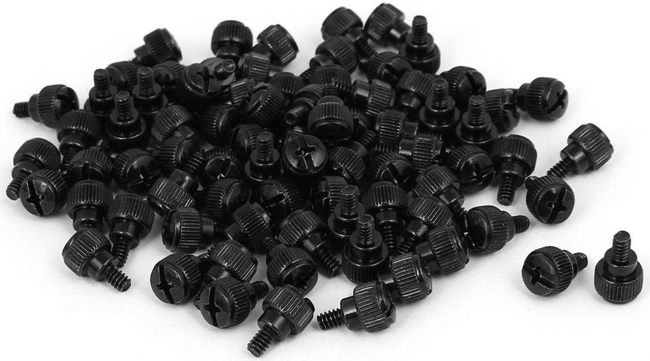 Computer PC Case Black Zinc Plated Knurled Phillips Head Thumb Screw 6#-32 80pcs