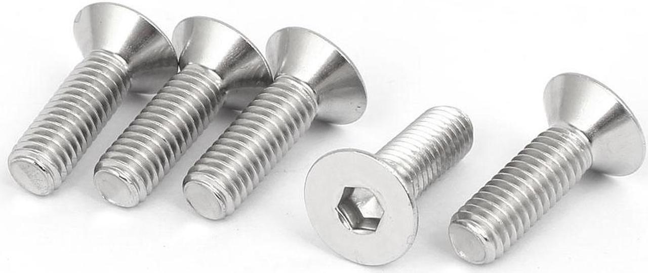 M6x20mm 316 Stainless Steel Countersunk Flat Head Hex Socket Cap Screw Bolt 5pcs