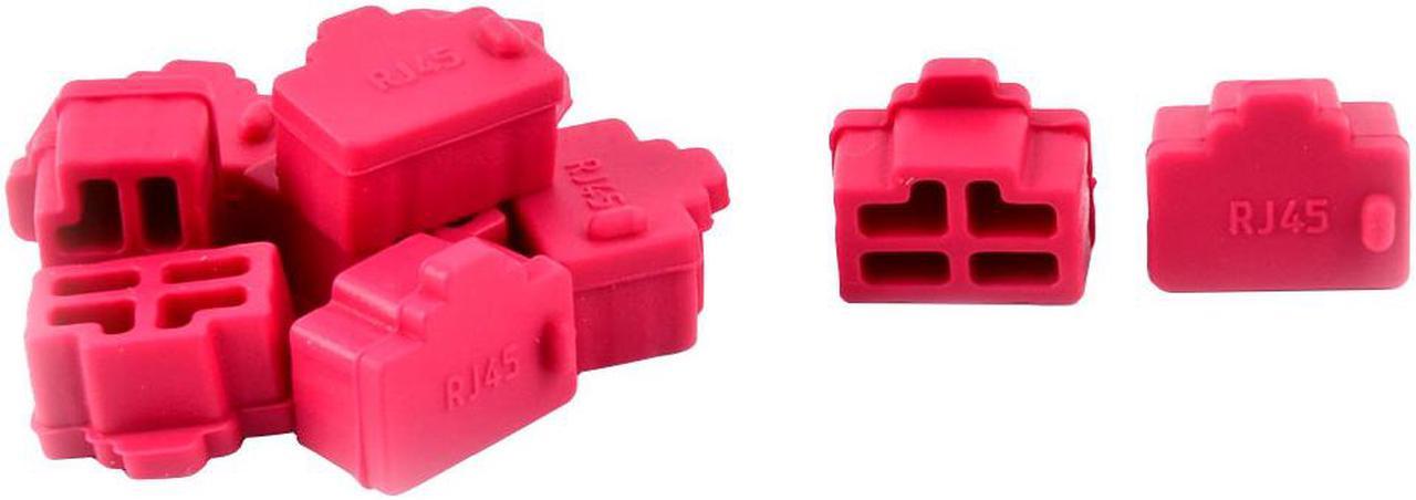 10Pcs Laptop Ethernet Hub Port RJ45 Anti Dust Cover Cap Protector Plug Fuchsia