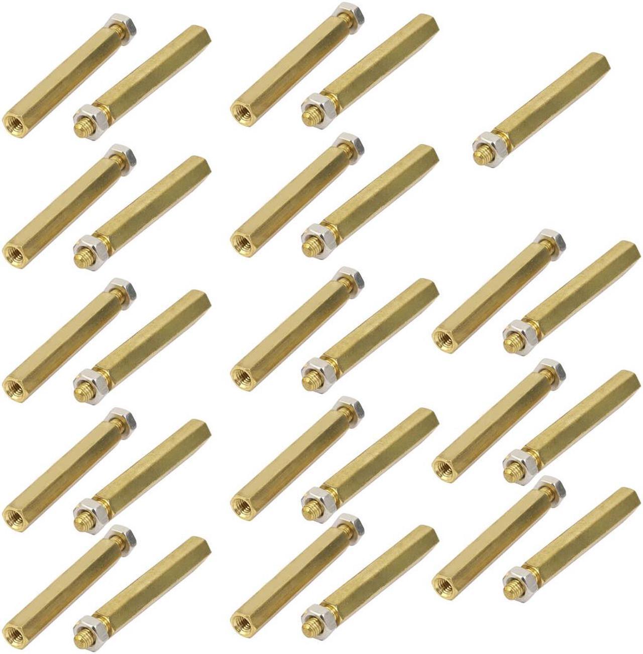 M3x6mm Male to M3x30mm Female Thread Brass Hex Hexagonal Standoff Spacer 27pcs