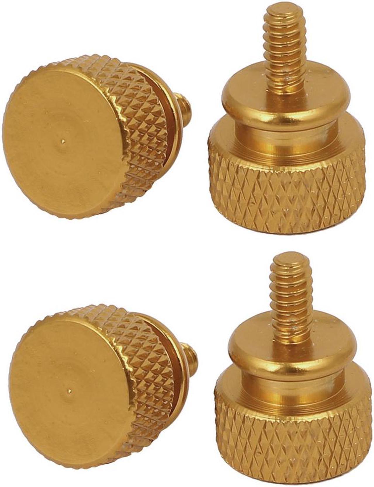 Computer PC Case Fully Threaded Knurled Thumb Screws Gold Tone 6#-32 4pcs