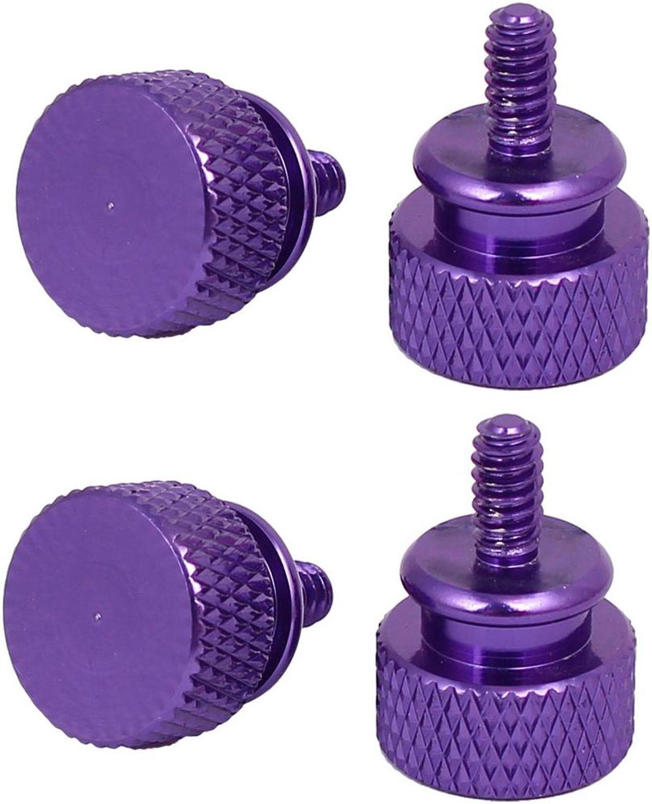 Computer PC Case Fully Threaded Knurled Thumb Screws Purple 6#-32 4pcs