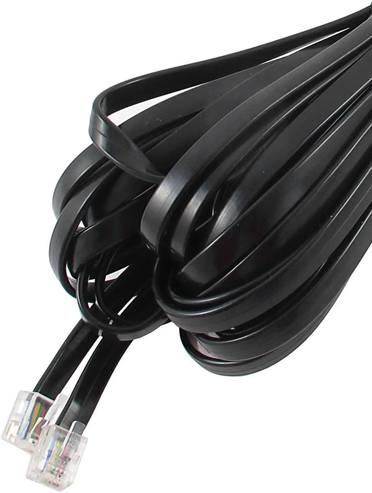 Alt view image 2 of 2 - Unique Bargains 33Ft Length 6P6C RJ11 Telephone Extension Fax Modem Cable Line Black