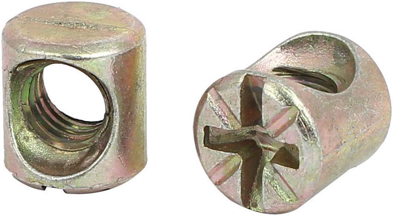 Alt view image 2 of 2 - M6 x 10mm Cross Dowel Slotted Metal Barrel Nuts 30PCS for Furniture Bed Chair