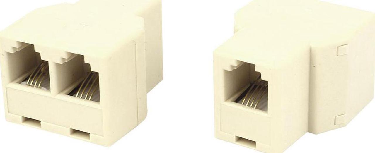 Unique Bargains 2pcs RJ11 4P4C 1 to 2 Female Socket Connector Telephone Modular Splitter Adapter