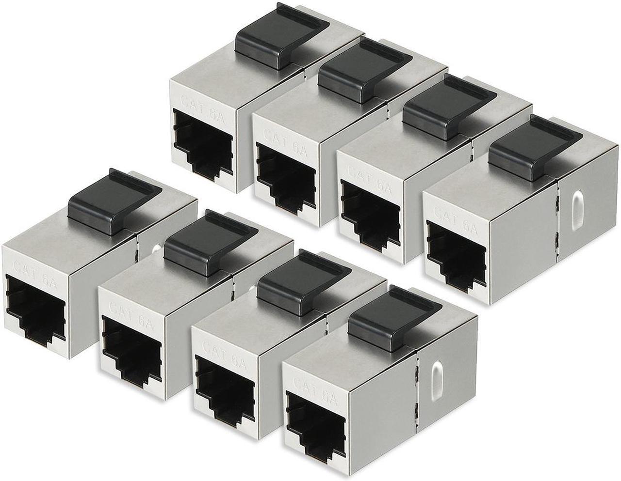 8 Packs CAT 6a Keystone Jacks, RJ45 Couplers Female to Female Straight Shielded