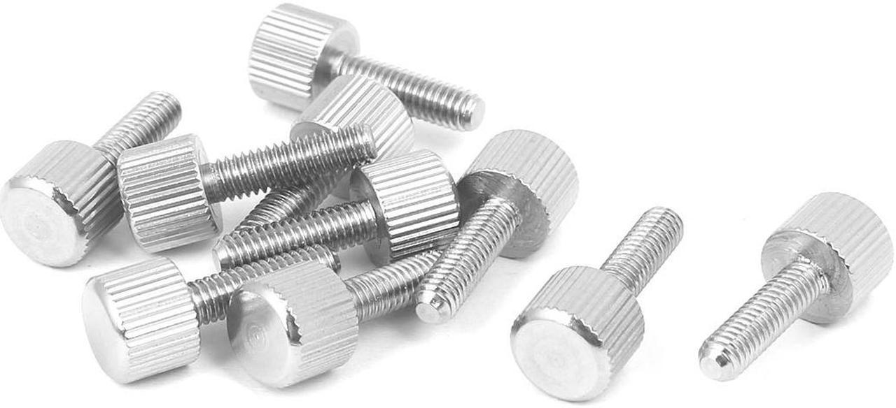 Computer PC Case Stainless Steel Flat Head Knurled Thumb Screw M4 x 14mm 10pcs