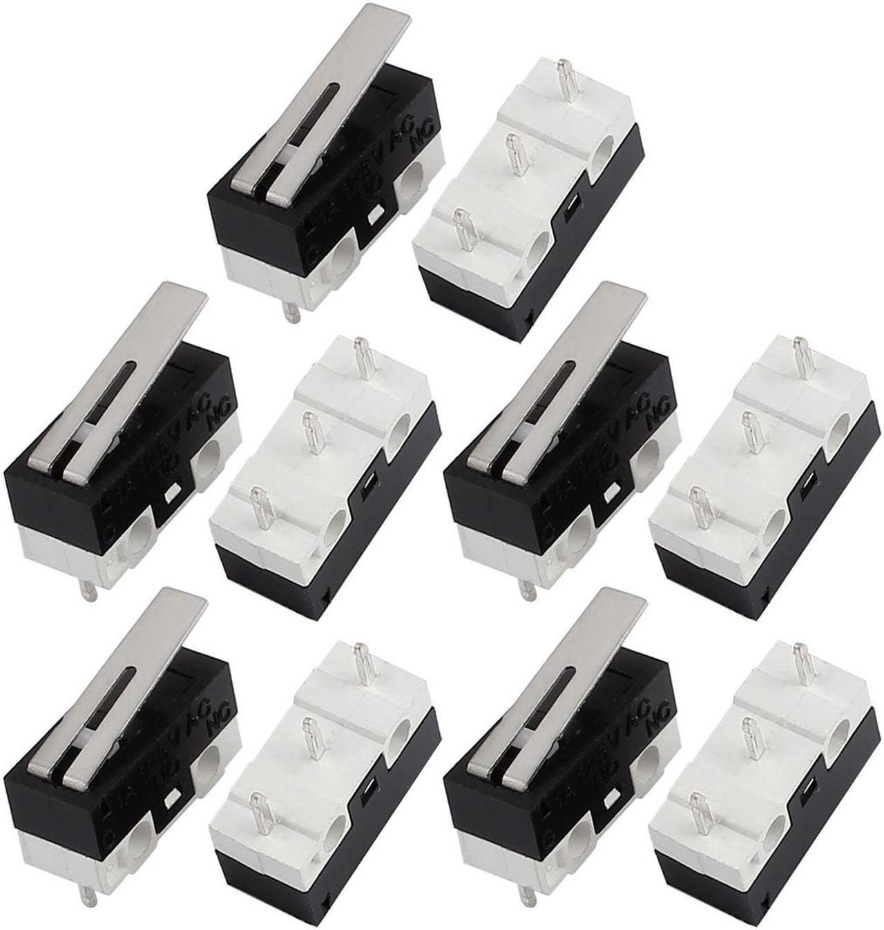 10Pcs 125V 1A 3 Terminals Momentary 13mm Lever Arm Micro Switch Black KW10