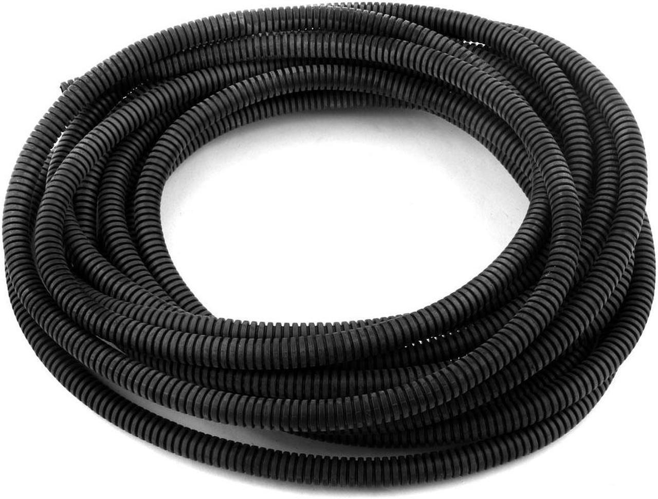 Black Plastic 8 x 10mm Flexible Corrugated Conduit Pipe Hose Tube 6M Long