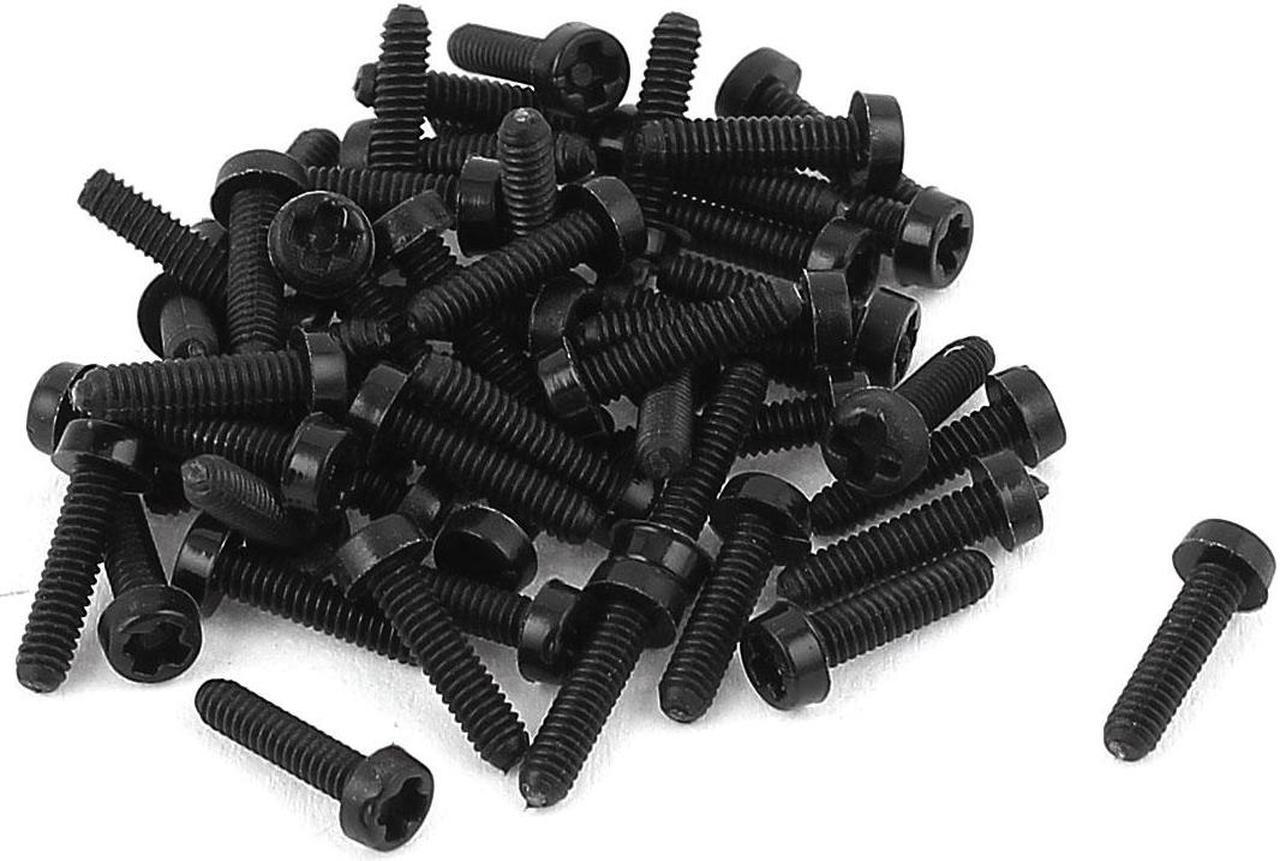 M2 x 8mm Nylon Phillips Cross Pan Head Machine Screws Black 50 PCS