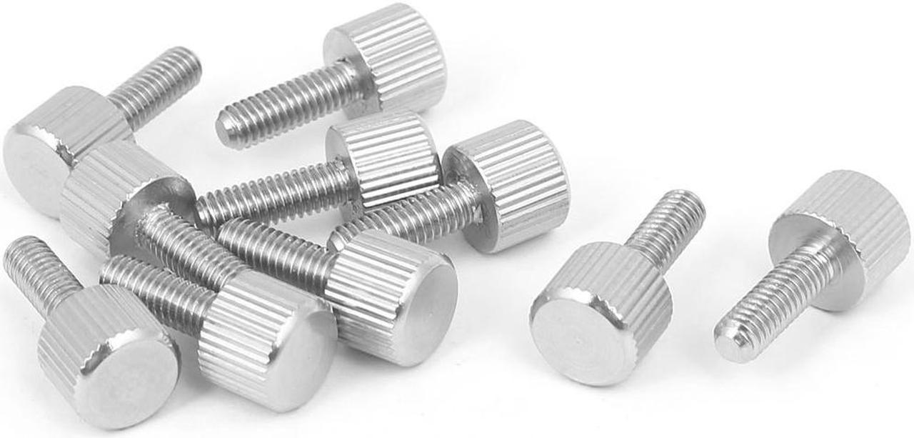 Computer PC Case Stainless Steel Flat Head Knurled Thumb Screw M4 x 12mm 10pcs