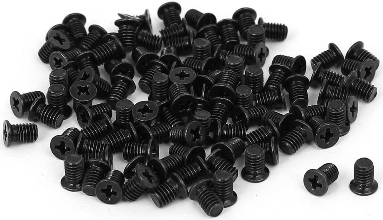 Computer PC Case HDD Flat Phillips Head Hard Drive Screw Black M3x4.8mm 100pcs