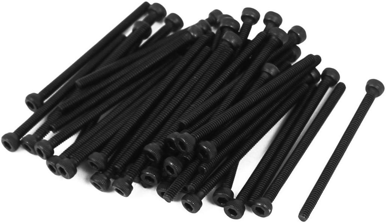 M2x30mm Alloy Steel Hex Socket Head Knurled Cap Screw Bolt Black 50pcs