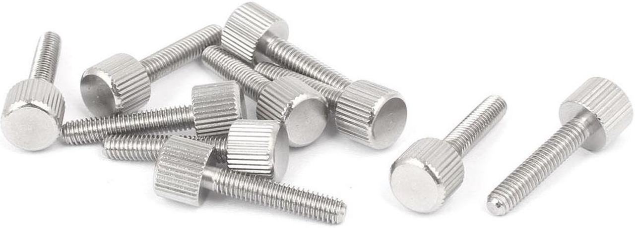 Computer PC Case Stainless Steel Flat Head Knurled Thumb Screw M4 x 20mm 10pcs