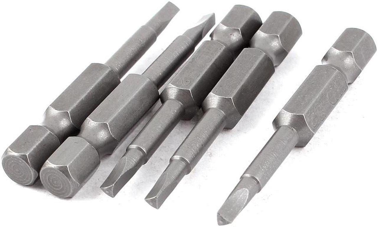 50mm Long 1/4" Hex Shank 2.3mm Triangle Head Magnetic Screwdriver Bits Gray 5pcs