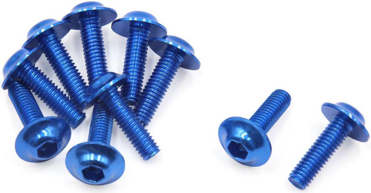 10 Pcs Universal Motorcycle Scooter Refit Hexagon Bolts Screws 6mm x 20mm Blue