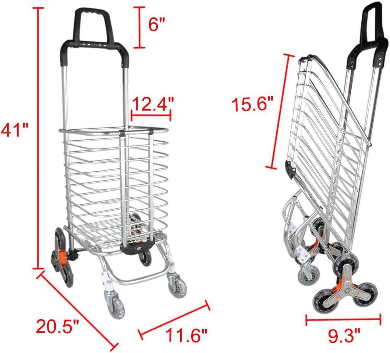 Alt view image 2 of 7 - Stair Climber Foldable Cart Shopping Transport Up to 110 Pounds, Silver White 1
