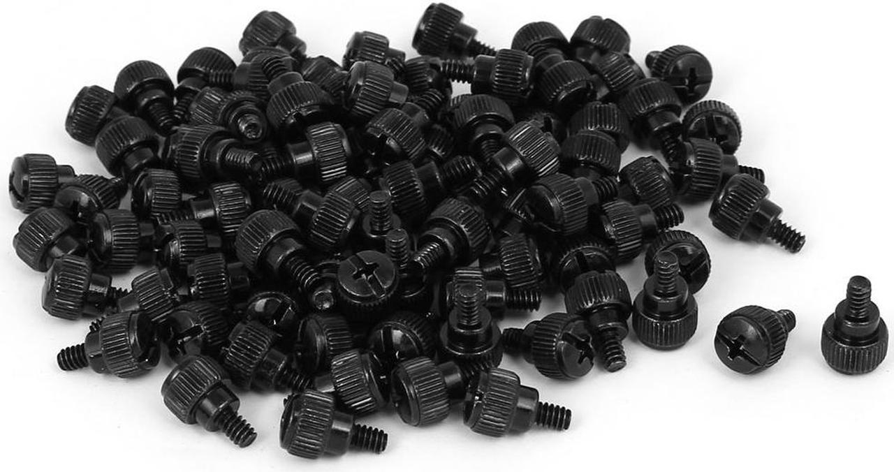 Computer PC Case Black Zinc Plated Knurled Phillips Thumb Screw 6#-32 100pcs