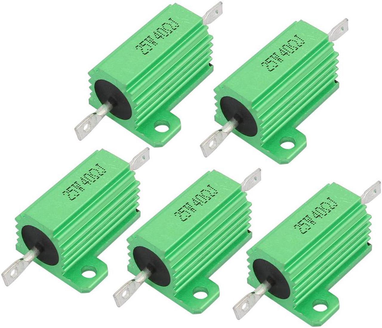 Unique Bargains 5pcs Green 40 Ohm 25W 5% Chassis Mounted Aluminum Clad Wirewound Resistor