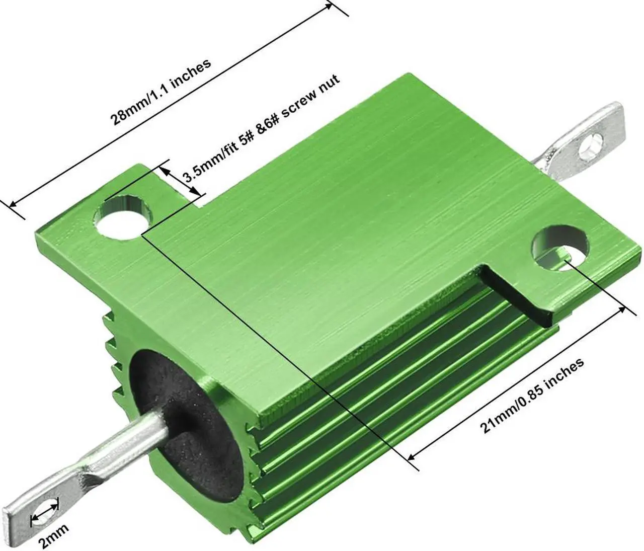 Alt view image 7 of 7 - 2 Pcs Aluminum Case Resistor 10W 0.5 Ohm Wirewound for LED Converter Rod Post