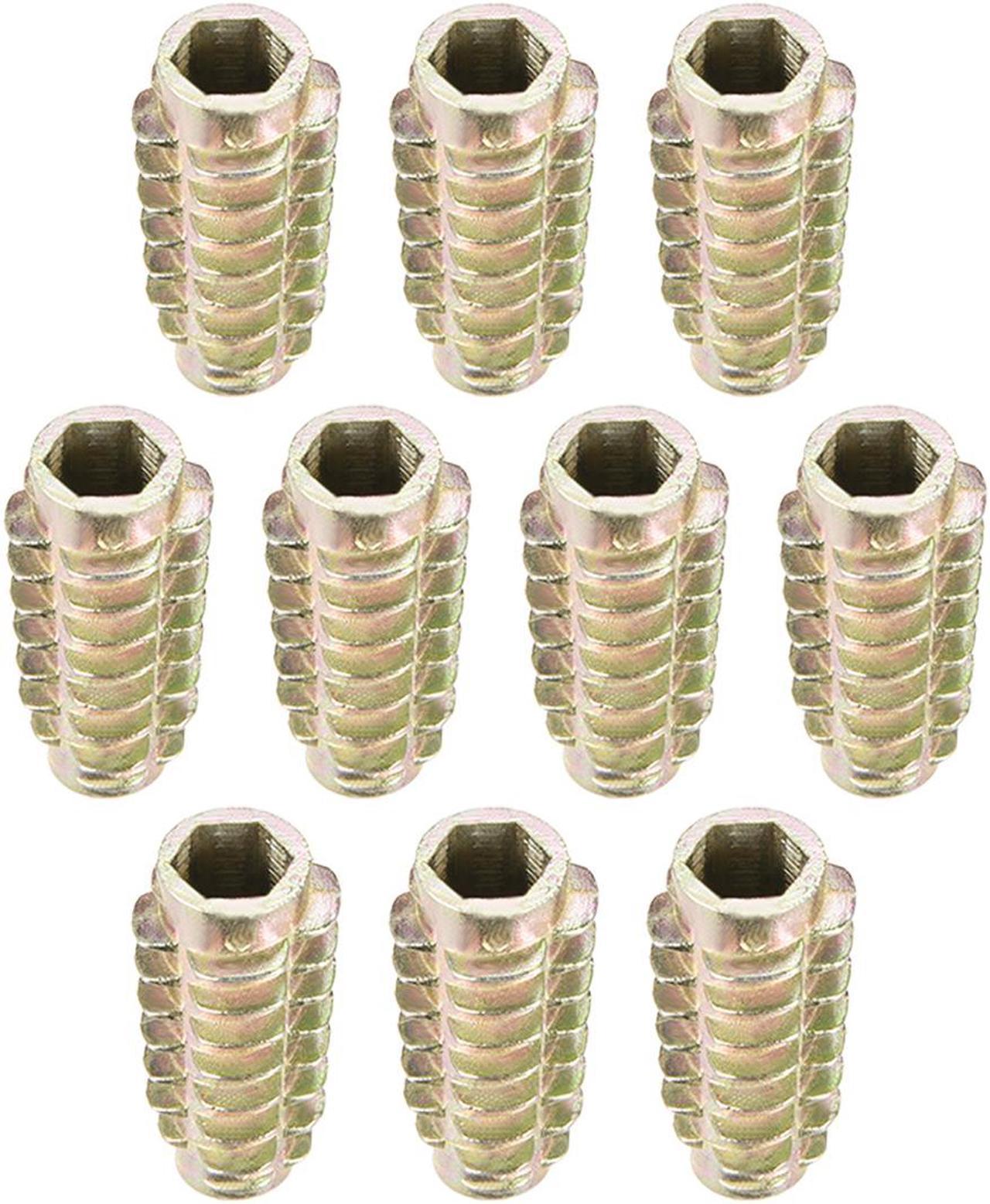 Threaded Insert Nuts Zinc Alloy Hex-Flush M6 Internal Threads 25mm Length 10pcs