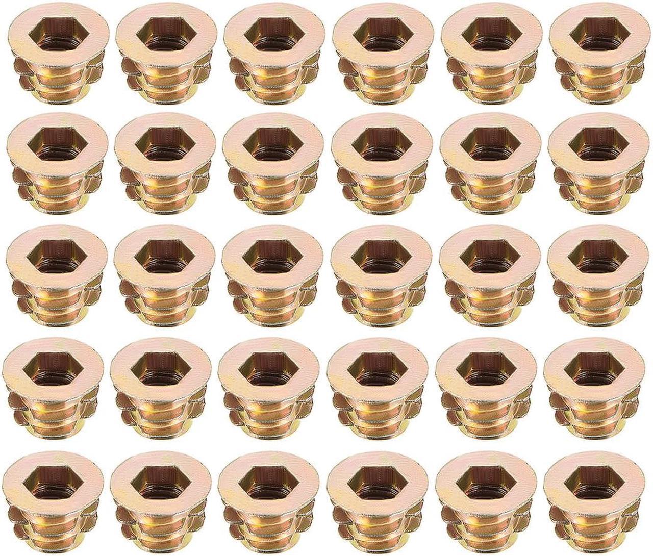 Threaded Insert Nuts Zinc Alloy Hex Socket M6 Internal Threads 8mm Length 30pcs