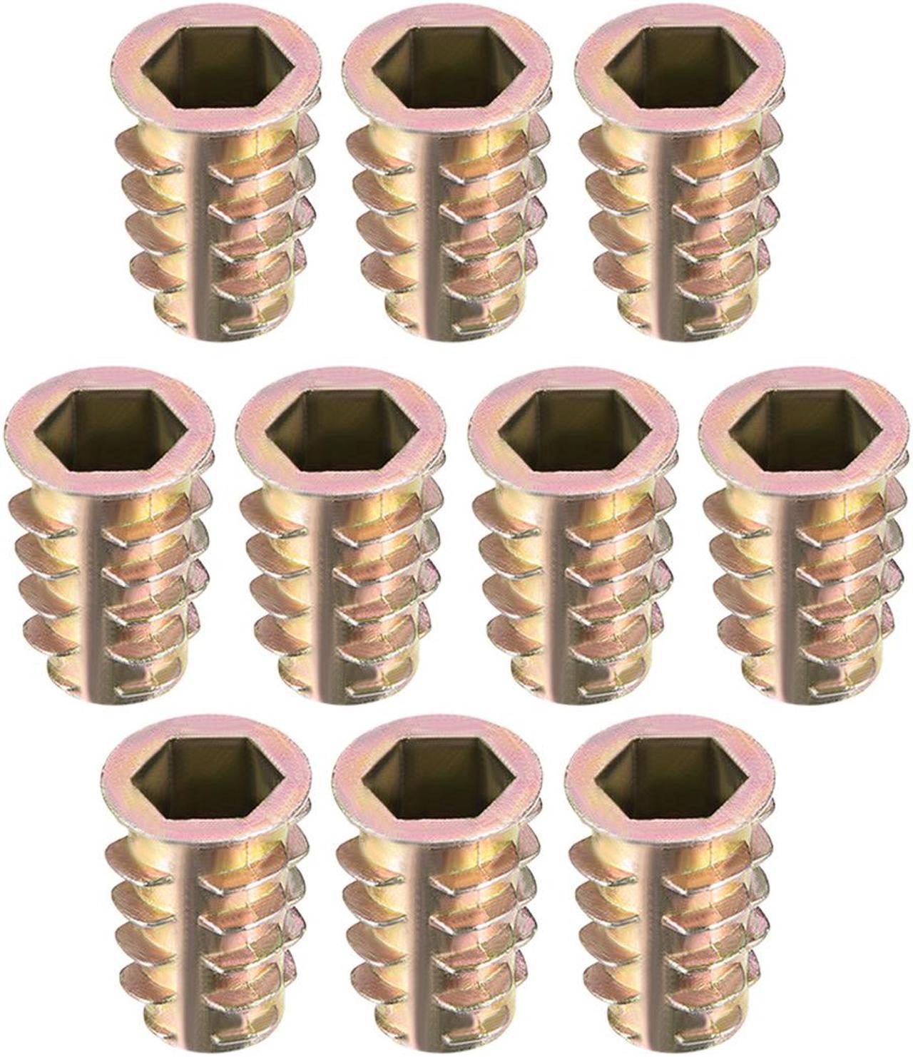 Threaded Insert Nuts Zinc Alloy Hex Socket M10 Internal Thread 23mm Length 10pcs