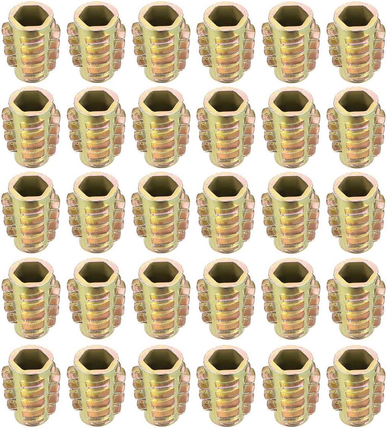 Threaded Insert Nuts Zinc Alloy Hex-Flush M6 Internal Threads 15mm Length 30pcs