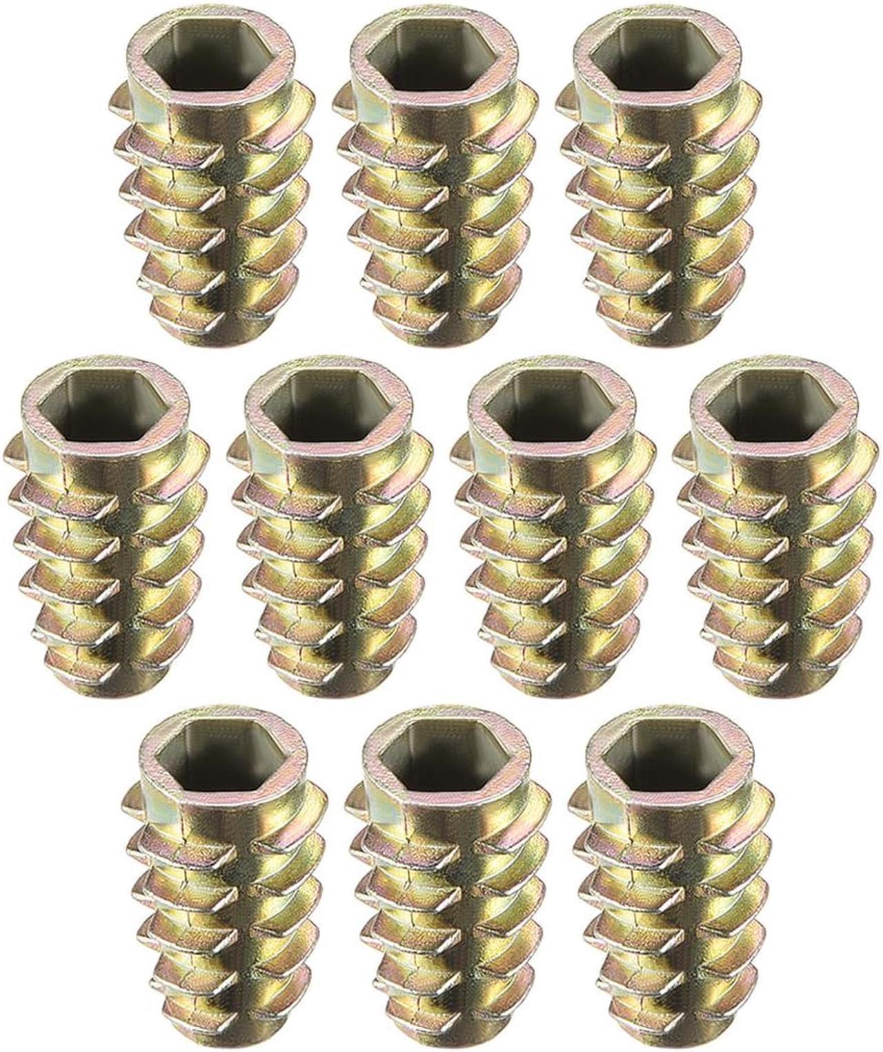 Threaded Insert Nuts Zinc Alloy Hex-Flush M6 Internal Threads 18mm Length 10pcs