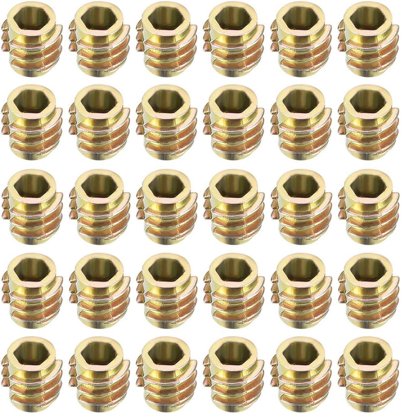 Threaded Insert Nuts Zinc Alloy Hex-Flush M4 Internal Threads 8mm Length 30pcs