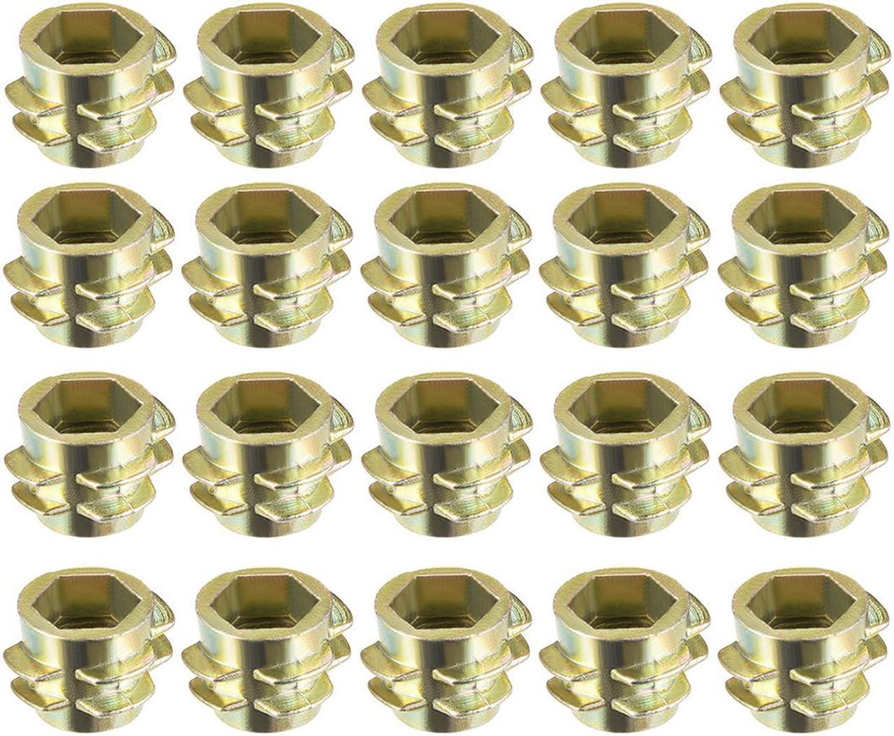 Threaded Insert Nuts Zinc Alloy Hex-Flush M6 Internal Threads 8mm Length 20pcs