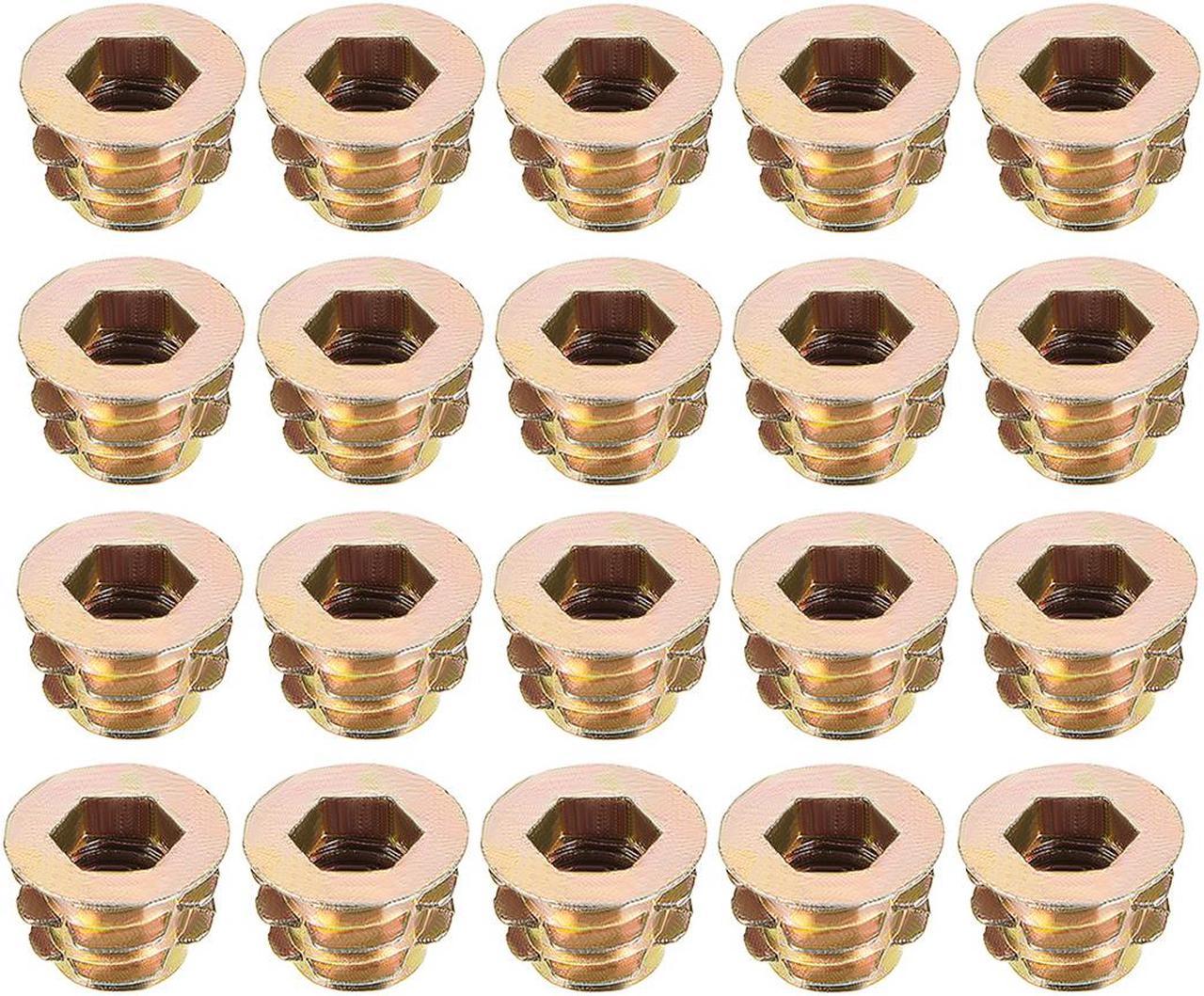 Threaded Insert Nuts Zinc Alloy Hex Socket M6 Internal Threads 8mm Length 20pcs