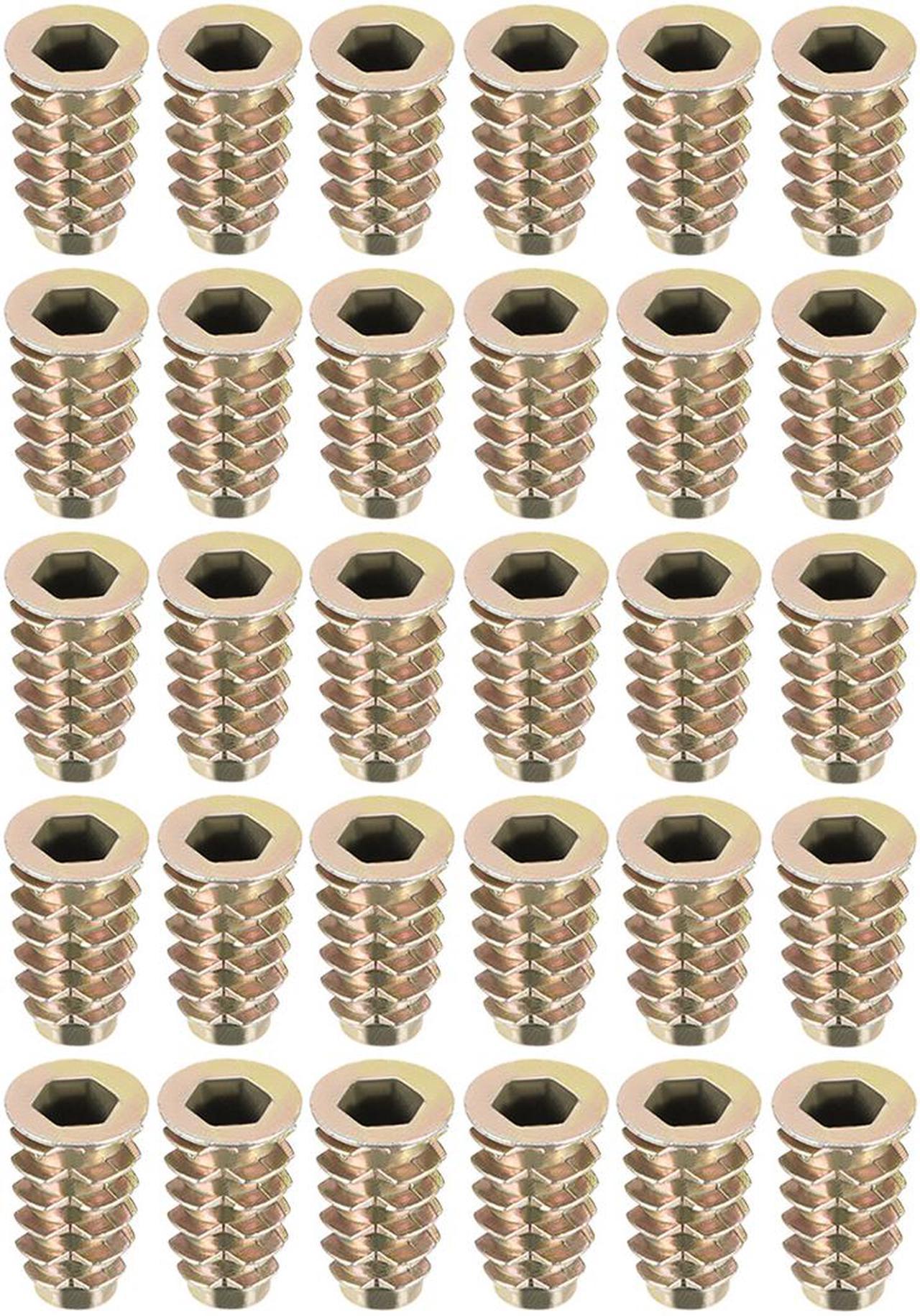 Threaded Insert Nuts Zinc Alloy Hex Socket M6 Internal Threads 19mm Length 30pcs