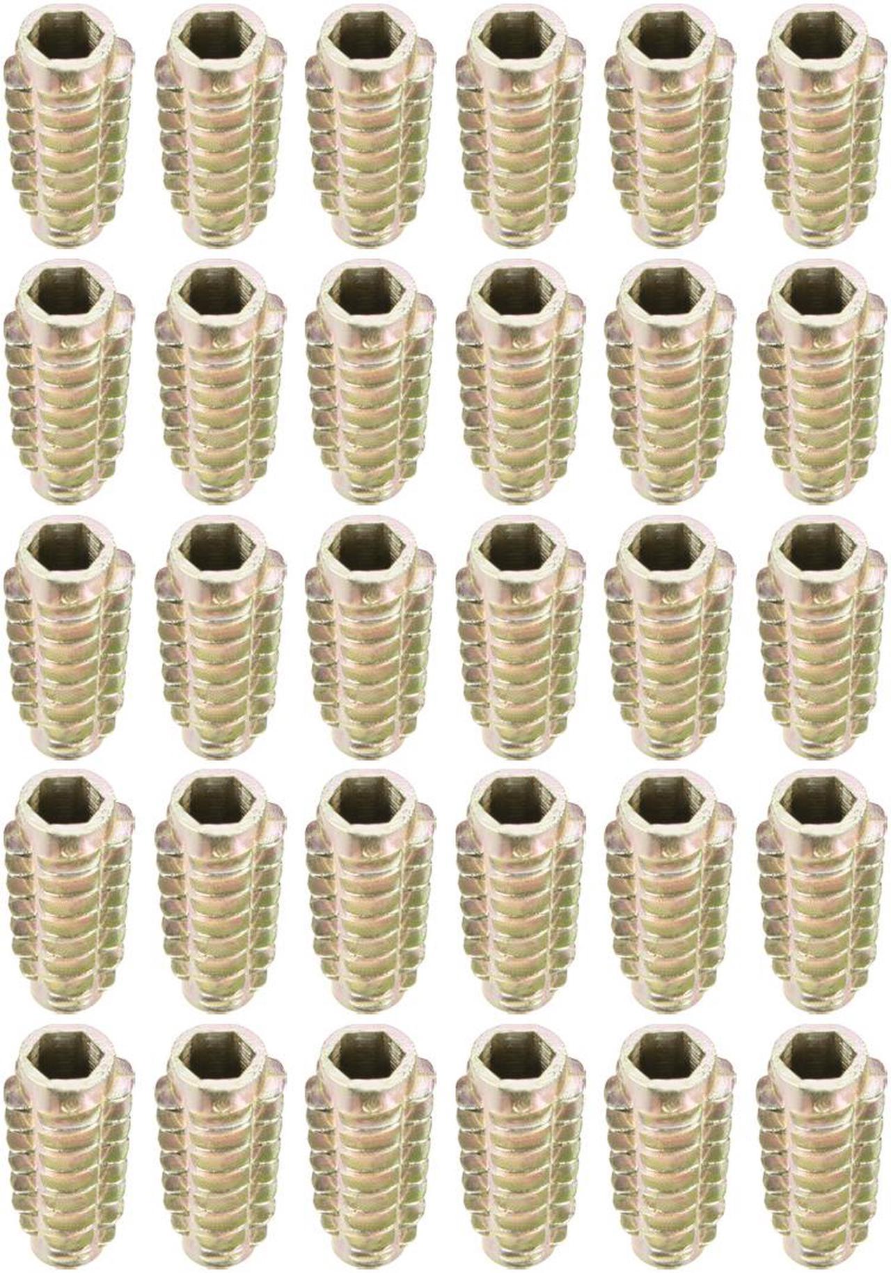 Threaded Insert Nuts Zinc Alloy Hex-Flush M6 Internal Threads 25mm Length 30pcs